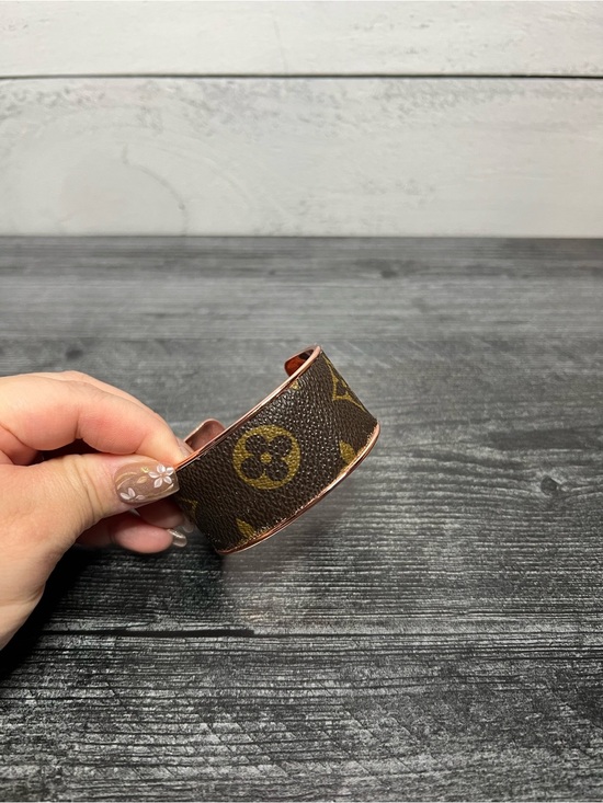 Louis Vuitton Jewelry - Louis Vuitton Brown Monogram Cuff with Rose Gold Trim (upcycled) with COA